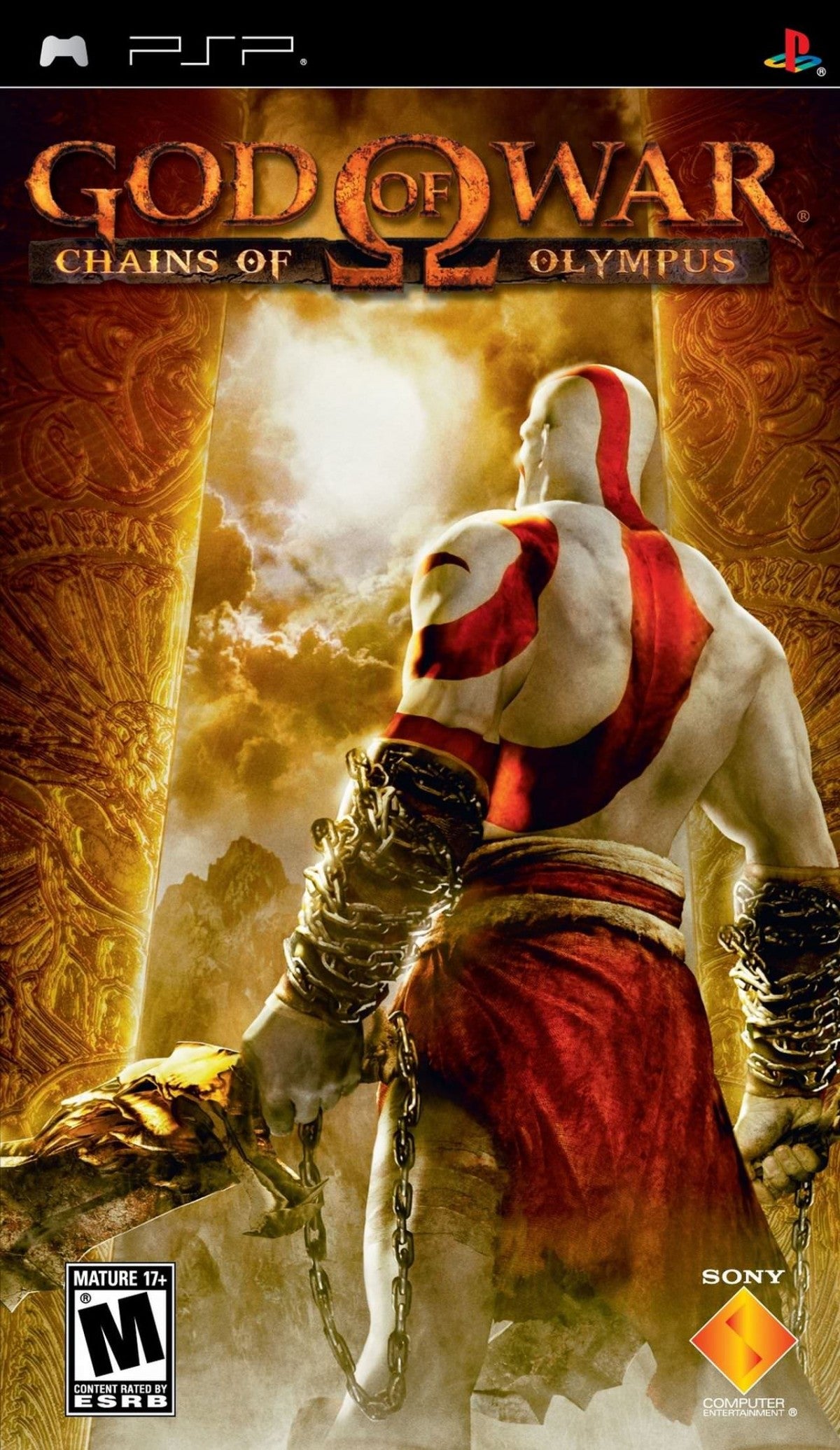 God of War Chains of Olympus cover art for PlayStation Portable (PSP) action video game.