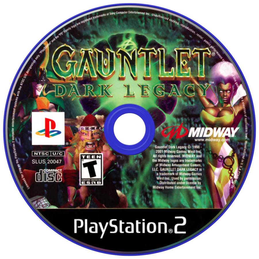 Gauntlet: Dark Legacy disc for PlayStation 2 (PS2) fantasy action RPG hack-and-slash video game