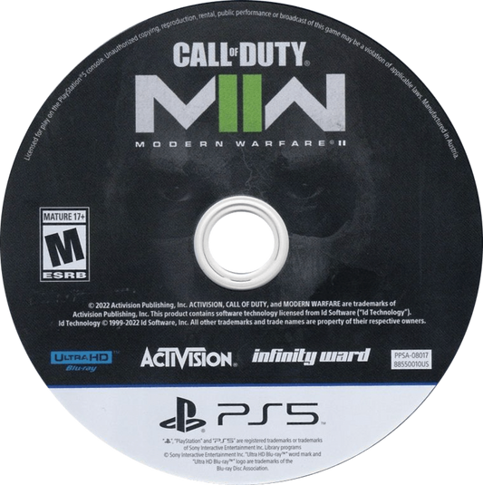 Call of Duty: Modern Warfare II disc for PlayStation 5 (PS5) first-person shooter video game