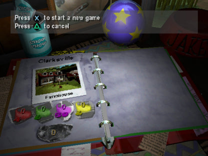 Dog’s Life PlayStation 2 PS2 video game, action adventure platformer, dog-themed exploration and mini-games, classic console title main menu level select