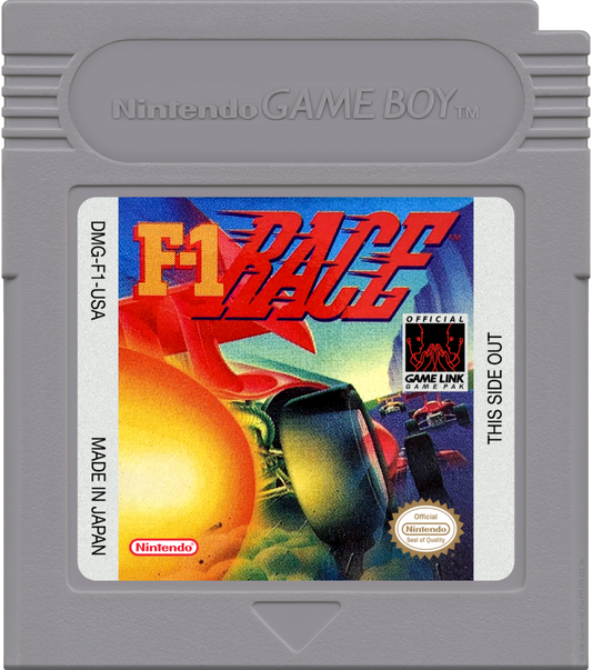 F-1 Race cartridge art for Game Boy (GB) video game 