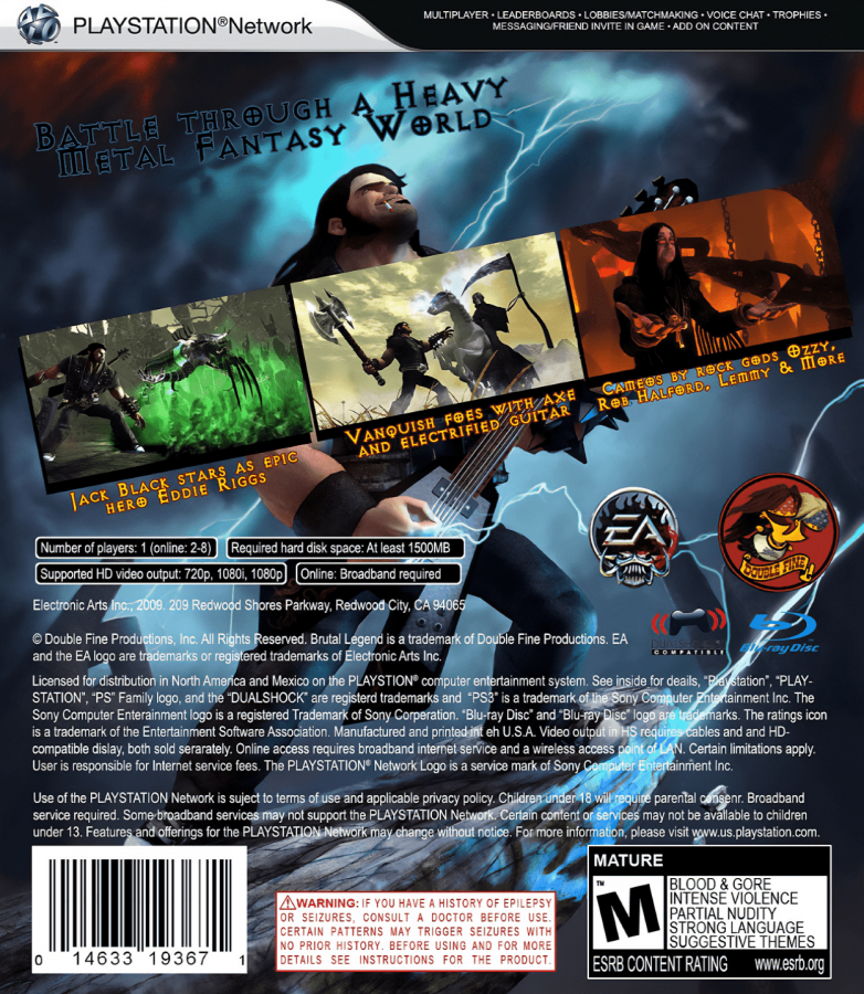 Brütal Legend back cover art for PlayStation 3 (PS3) video game