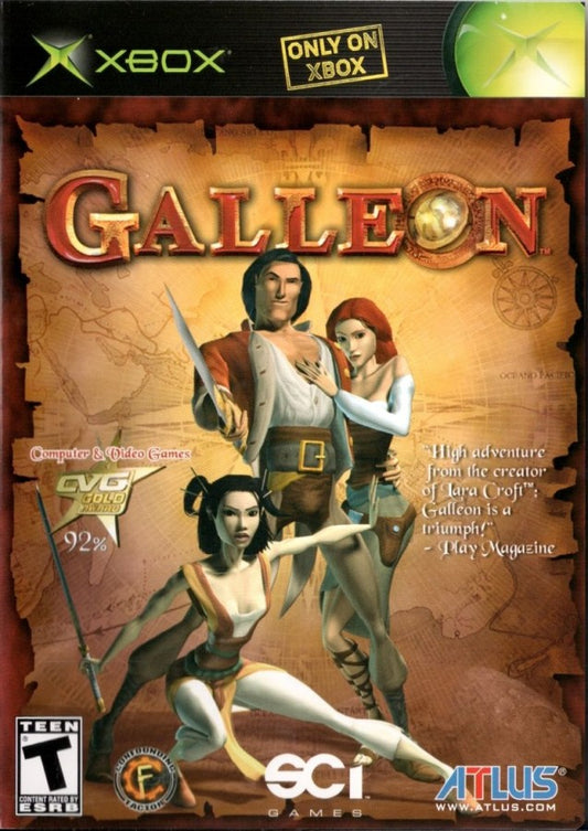 Galleon Islands of Mystery retro Xbox video game Galleon fantasy action adventure platform exploration pirate themed storytelling puzzle solving cinematic gameplay console title Xbox release cover art
