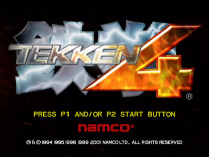 Tekken 4 – PlayStation 2 (PS2) video game title screen, 3D fighting game.