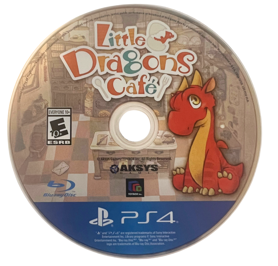 Little Dragons Cafe retro PlayStation 4 video game Little Dragons Cafe fantasy adventure cooking simulation dragon raising anime style exploration console title PlayStation 4 release disc