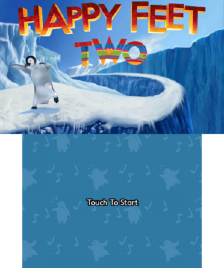 Happy Feet Two start screen for Nintendo 3DS (3DS) musical adventure video game