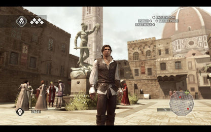 Assassin's Creed II Greatest Hits for PlayStation 3 (PS3) at Gamers INC, featuring the epic journey of Ezio Auditore during the Italian Renaissance with an expanded open world, lethal new hidden blade upgrades, and Leonardo da Vinci's inventions for the definitive assassin experience gameplay screenshot