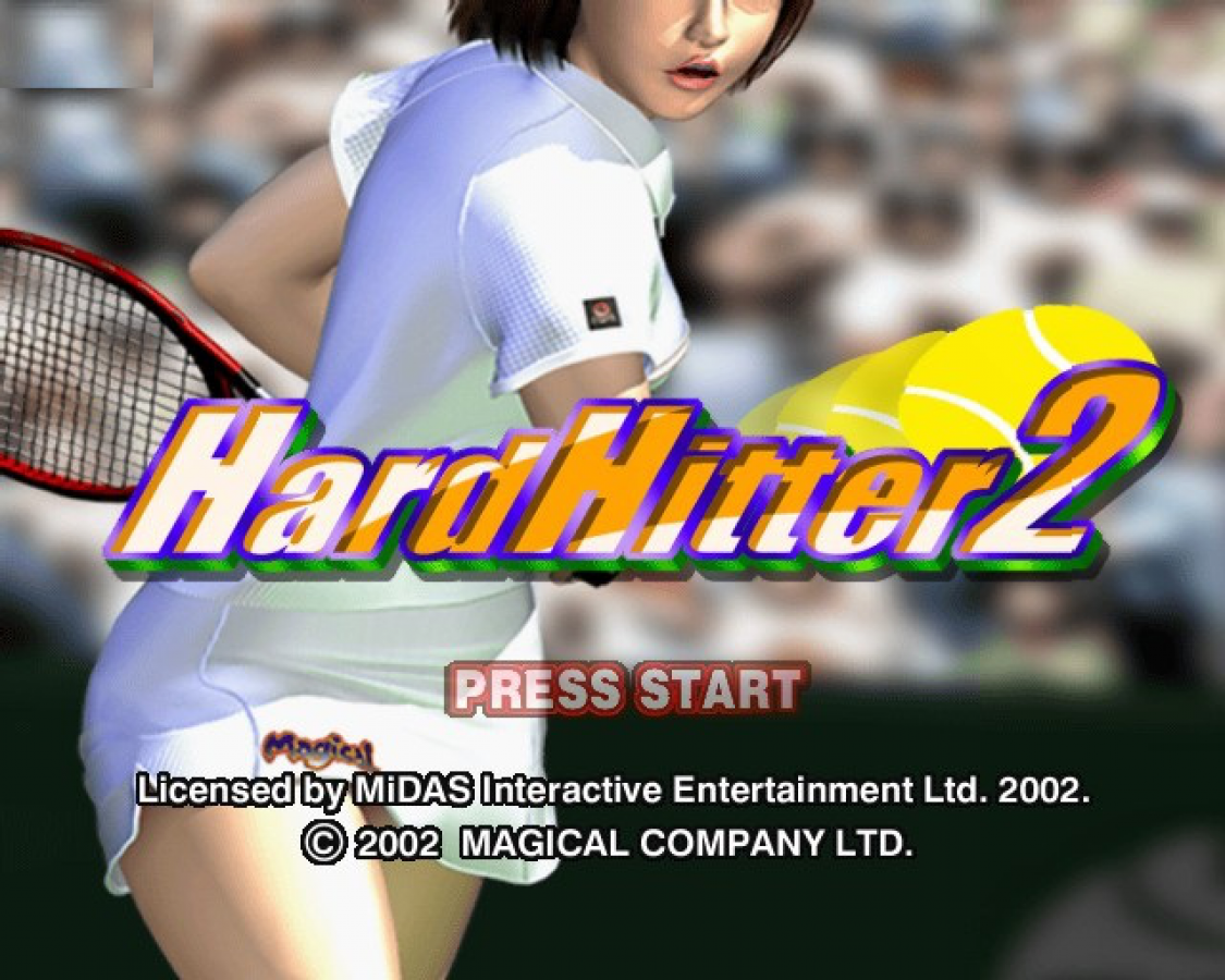 Hard Hitter Tennis title screen for Playstation 2 (PS2) video game