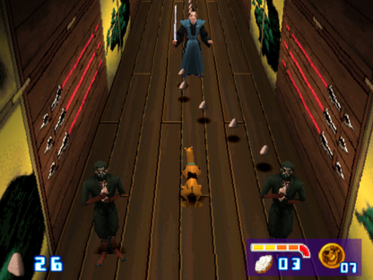 Scooby-Doo and the Cyber Chase Greatest Hits PlayStation 1 action-adventure video game based on the animated film Scooby Shaggy Mystery Inc gang transported into computer world levels based on locations chasing Phantom Virus platforming puzzle solving collectible Scooby snacks THQ Hanna-Barbera license cooperative gameplay screenshot