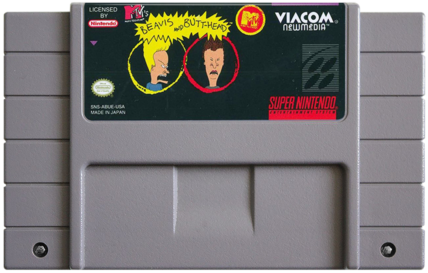 Beavis and Butthead – Super Nintendo Entertainment System (SNES) cartridge for retro comedy video game 