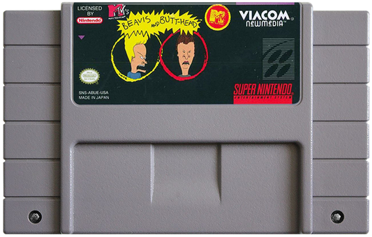 Beavis and Butthead – Super Nintendo Entertainment System (SNES) cartridge for retro comedy video game 