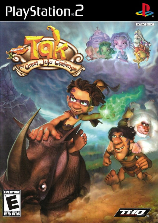 Tak The Great Juju Challenge PS2 Sony PlayStation 2 action adventure platformer cooperative gameplay Tak and Lok jungle challenges mini games puzzle solving cartoon style family friendly Nickelodeon retro gaming PlayStation 2 software video game title cover art