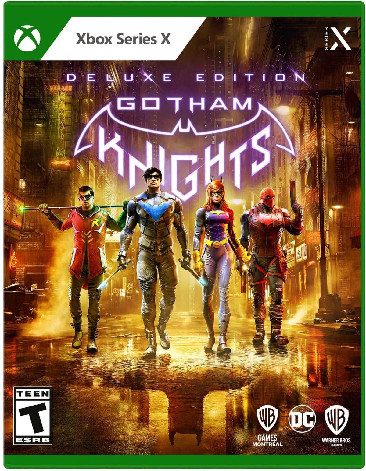 Gotham Knights Deluxe Edition Xbox Series X video game Gotham Knights superhero action RPG open world Batman universe cooperative combat console title Xbox Series X release cover art