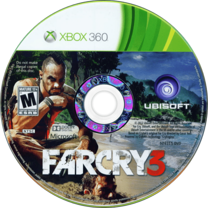 Far Cry 3 disc for Xbox 360 (X360) open-world first-person shooter video game
