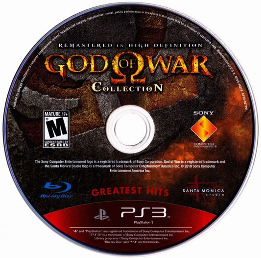 God of War: Collection [Greatest Hits] disc for PlayStation 3 (PS3) video game
