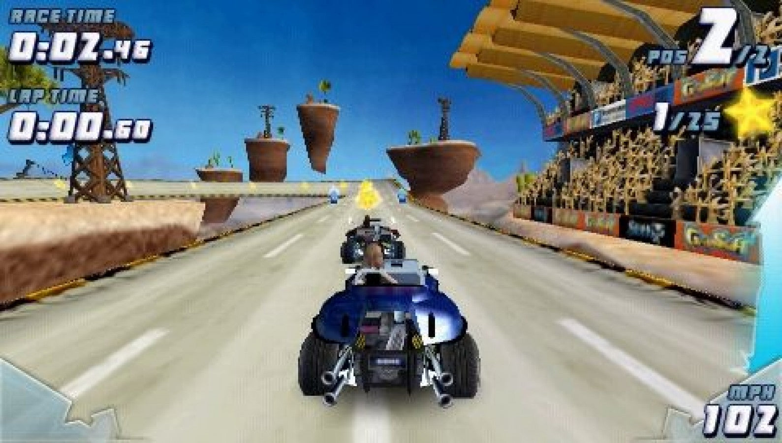 GripShift gameplay for PlayStation Portable (PSP) puzzle-platform racing video game