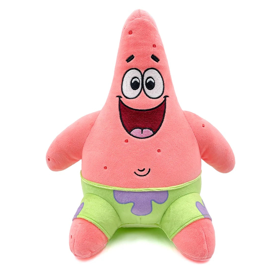 Patrick Star 9 inch plush stuffed toy featuring the SpongeBob SquarePants character in signature green and purple shorts soft huggable fabric collectible cartoon merchandise