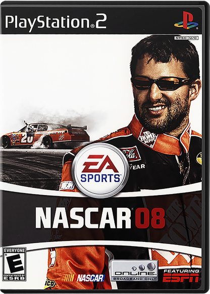 NASCAR 08 – PlayStation 2 (PS2) stock car racing sports video game cover art