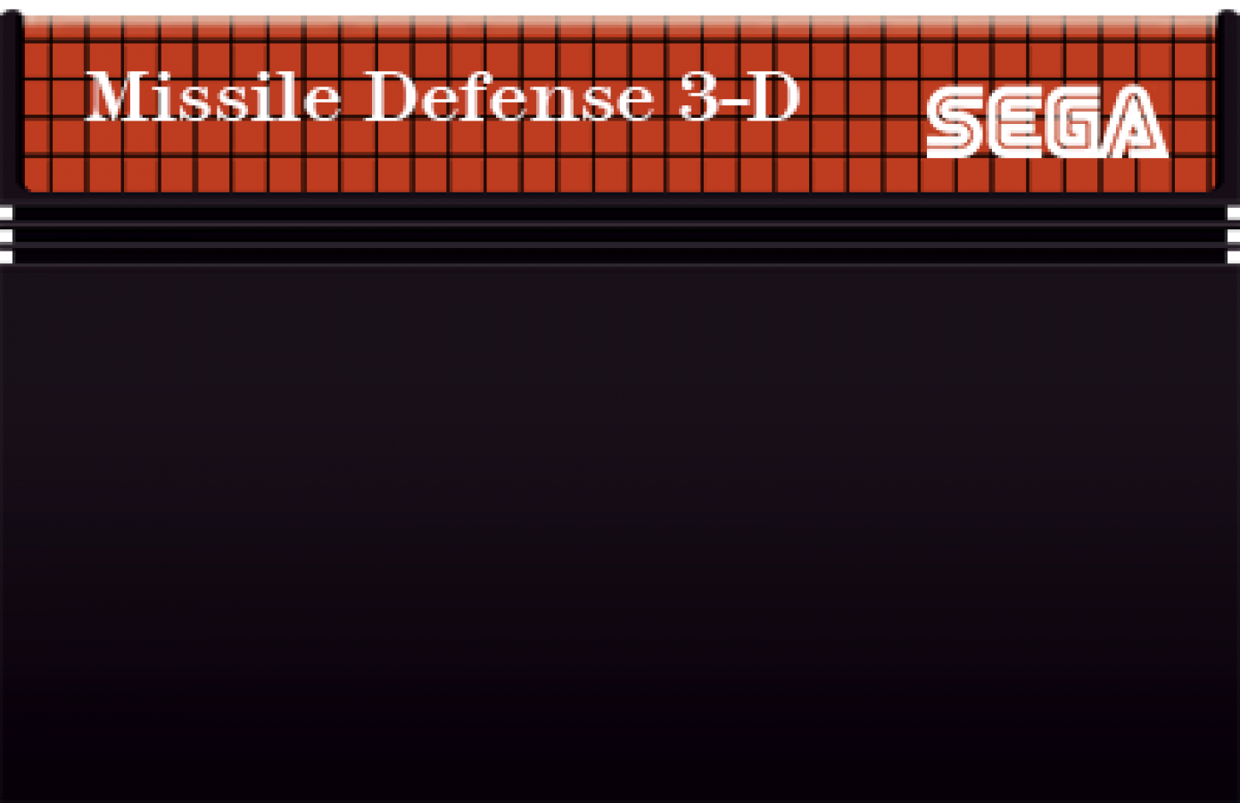 Missile Defense 3-D Sega Master System SMS for arcade shooting video game fans featuring 3D missile defense gameplay enemy attacks target tracking defensive weapons strategic shooting challenging stages and classic Sega Master System gameplay collectible retro gaming appeal game cartridge