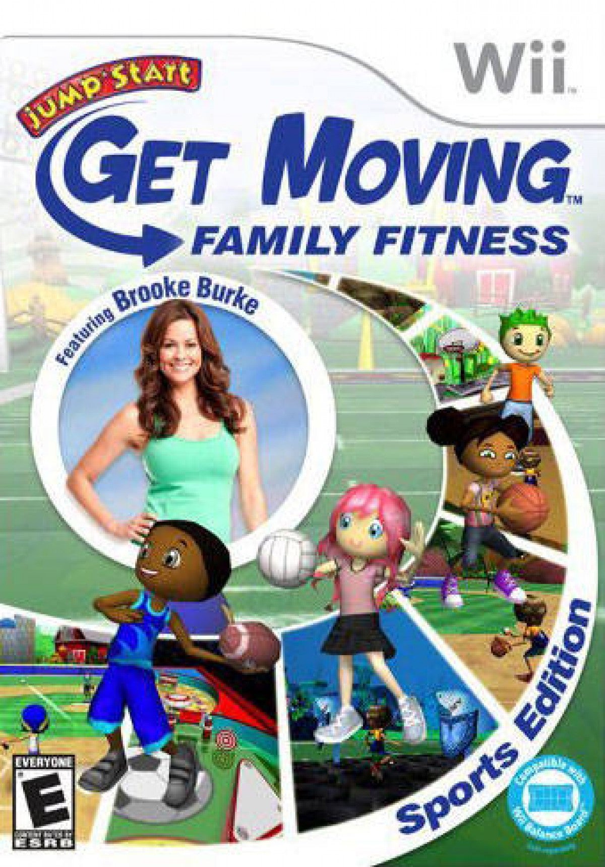 JumpStart Get Moving Family Fitness Nintendo Wii for retro video game enthusiasts featuring educational fitness gameplay motion controlled activities family friendly exercise mini games active learning challenges interactive workouts and collectible gaming appeal front cover 