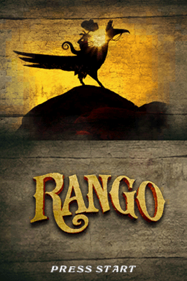 Rango: The Video Game title page for Nintendo DS (DS) animated movie-based action adventure video game