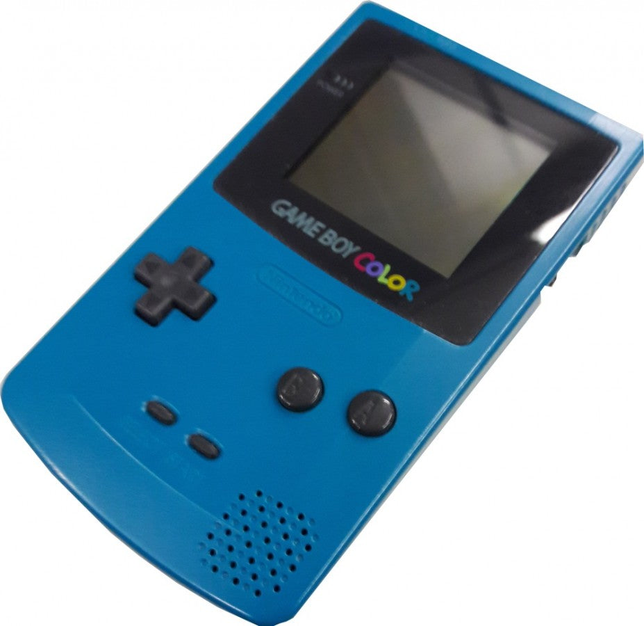 Game Boy Color teal handheld console featuring classic portable gaming and iconic Nintendo design diagonal