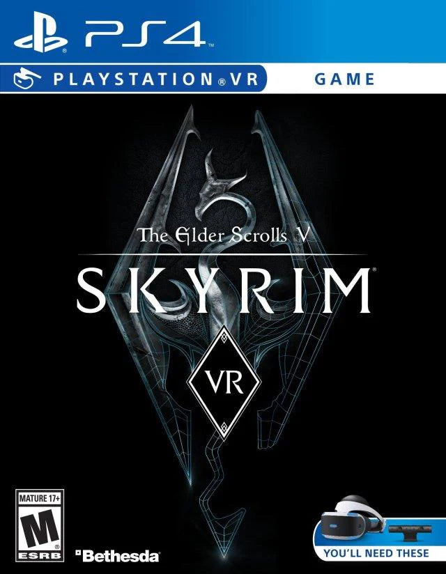 Elder Scrolls V Skyrim VR cover art for PlayStation 4 video game.