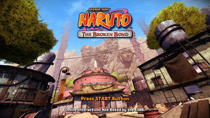 Naruto: The Broken Bond start screen for Xbox 360 (X360) action-adventure fighting video game