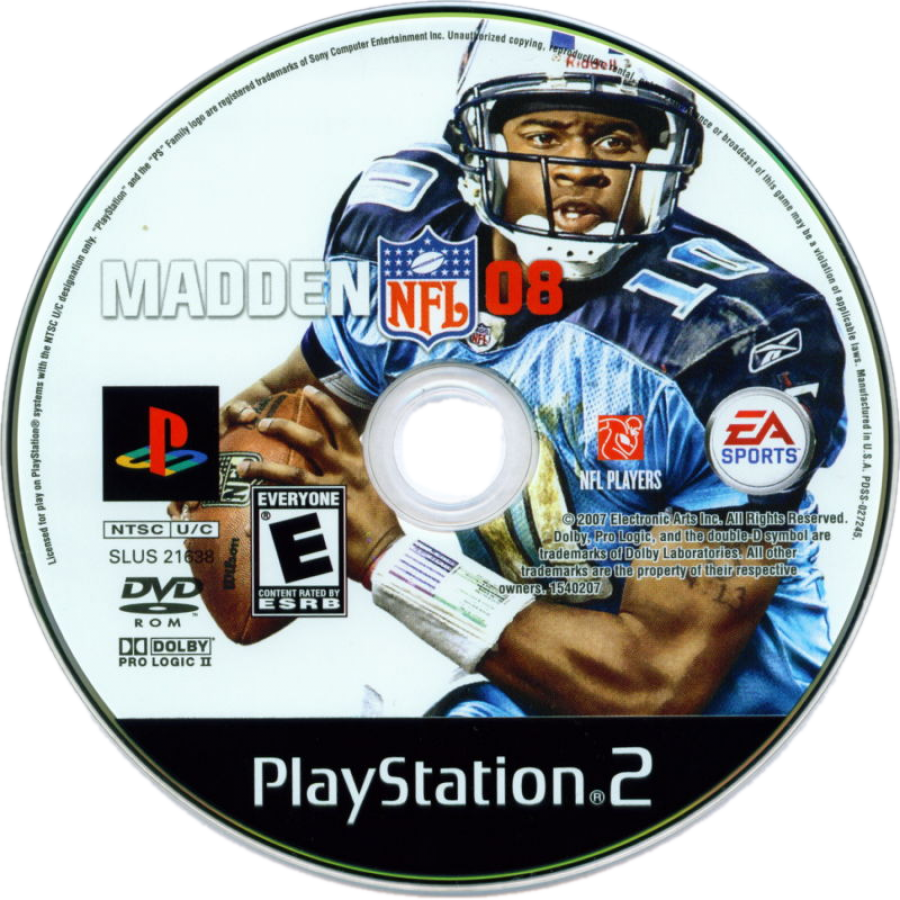 Madden NFL 08 retro PlayStation 2 video game Madden NFL American football sports simulation realistic gameplay franchise mode multiplayer console title PlayStation 2 release disc