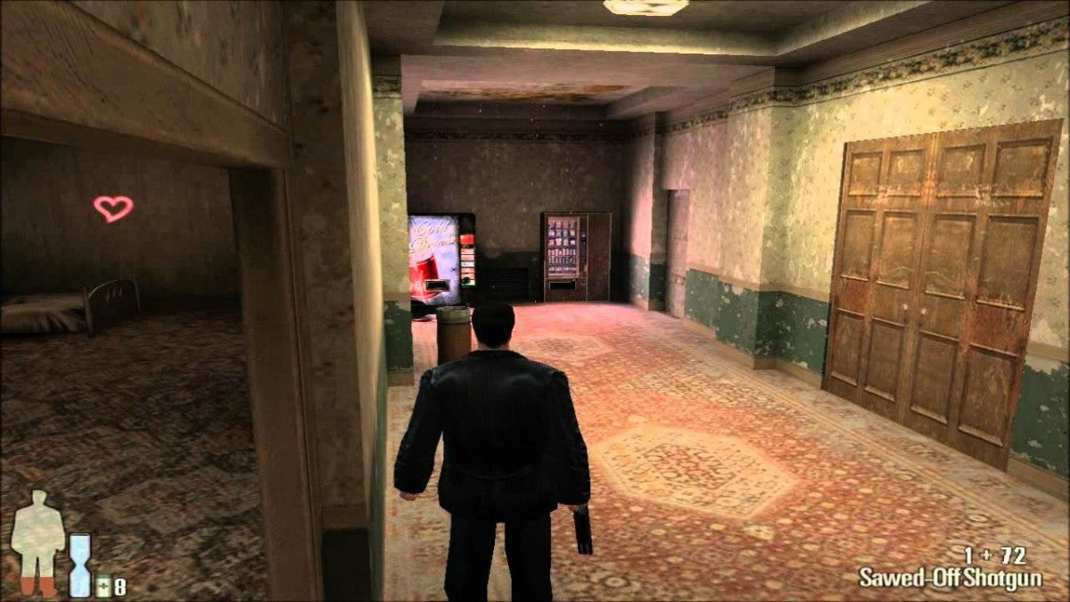 Max Payne PS2 Sony PlayStation 2 third person shooter noir action game bullet time slow motion combat gritty crime story revenge narrative Remedy Entertainment cinematic gameplay noir atmosphere retro gaming PlayStation 2 software video game title gameplay