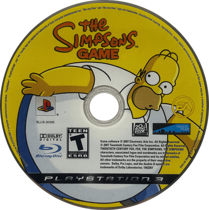 The Simpsons Game disc art for Playstation 3 (PS3) video game