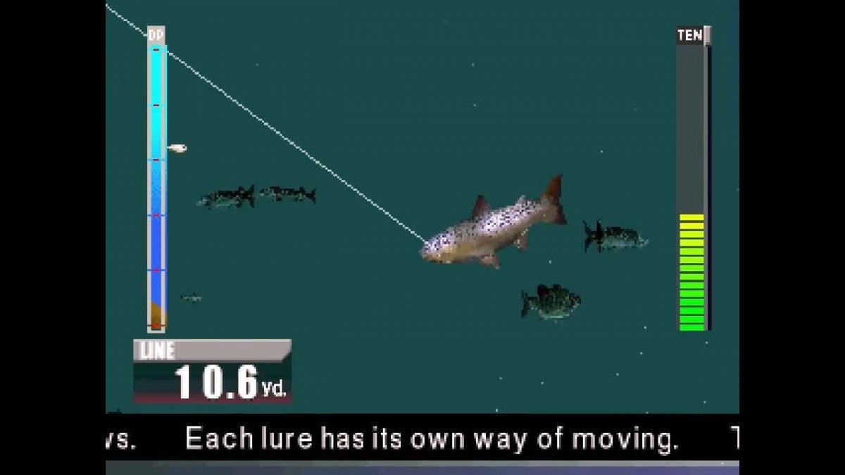 Big Ol’ Bass Fisherman’s Bait 2 PlayStation 1 game featuring realistic fishing simulation, authentic tournament action, and classic late-90s sports gameplay