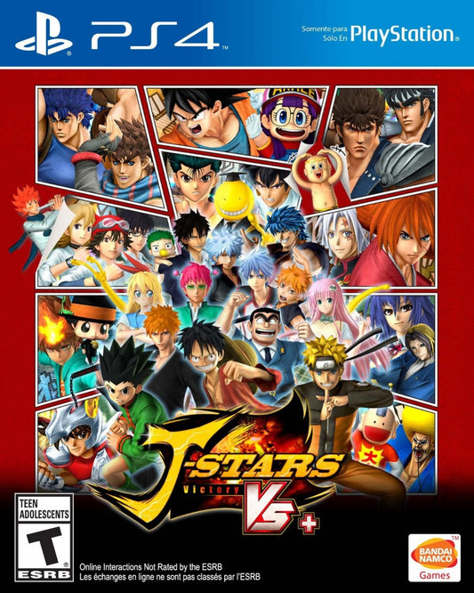 J-Stars Victory VS+ – PlayStation 4 (PS4) video game cover image, anime crossover arena fighting game