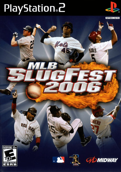 MLB SlugFest 2006 PlayStation 2 PS2 for retro video game enthusiasts featuring arcade style baseball gameplay over the top sports action exaggerated power hits fast paced multiplayer competition authentic MLB teams and players and collectible gaming appeal cover art
