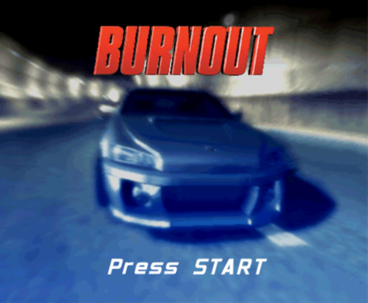 Burnout start screen for GameCube (GC) arcade racing video game