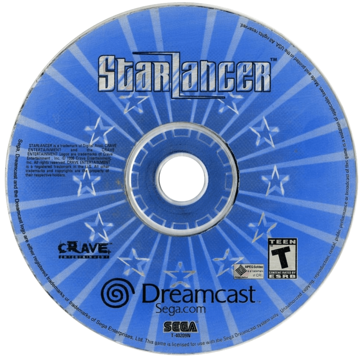 StarLancer Sega Dreamcast retro video game space combat simulator disc