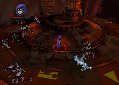 Gameplay Teen Titans GameCube GC video game, action adventure, beat ’em up gameplay, DC Comics superheroes, multiplayer, classic Nintendo GameCube title