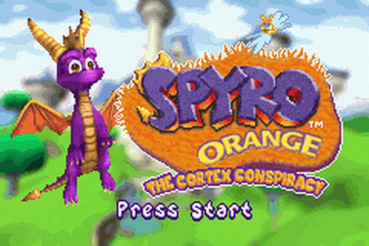 Spyro Orange: The Cortex Conspiracy menu start for Game Boy Advance (GBA) video game