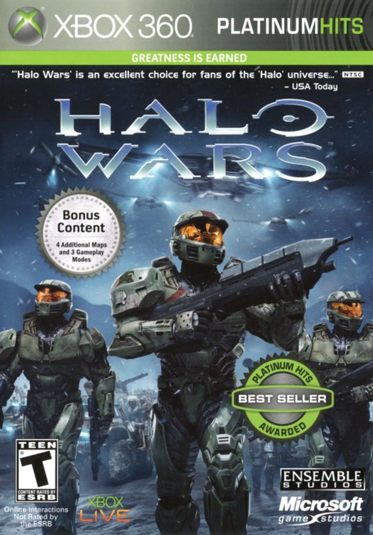 Halo Wars Platinum Hits for Xbox 360 with real-time strategy action set in the Halo universe front cover art