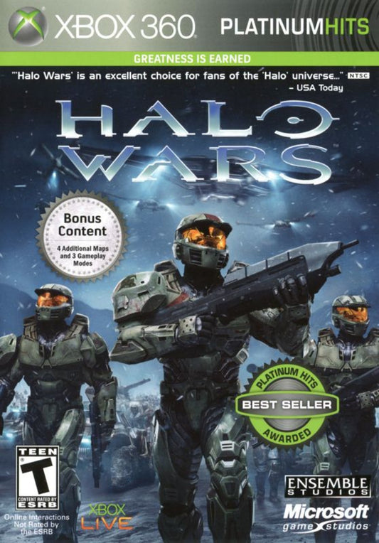 Halo Wars Platinum Hits for Xbox 360 with real-time strategy action set in the Halo universe front cover art