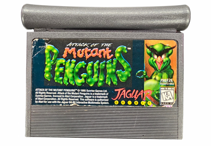 Attack of the Mutant Penguins Atari Jaguar JAG for action strategy video game fans featuring mutant penguin enemies colorful environments strategic defense gameplay fast paced combat enemy waves challenging stages unique characters and classic Atari Jaguar gameplay collectible retro gaming appeal front
