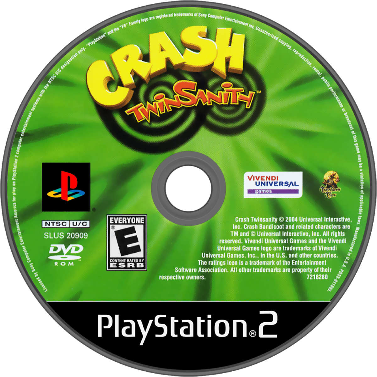 Crash Twinsanity for PlayStation 2 with 3D platforming adventure and comedic gameplay disc
