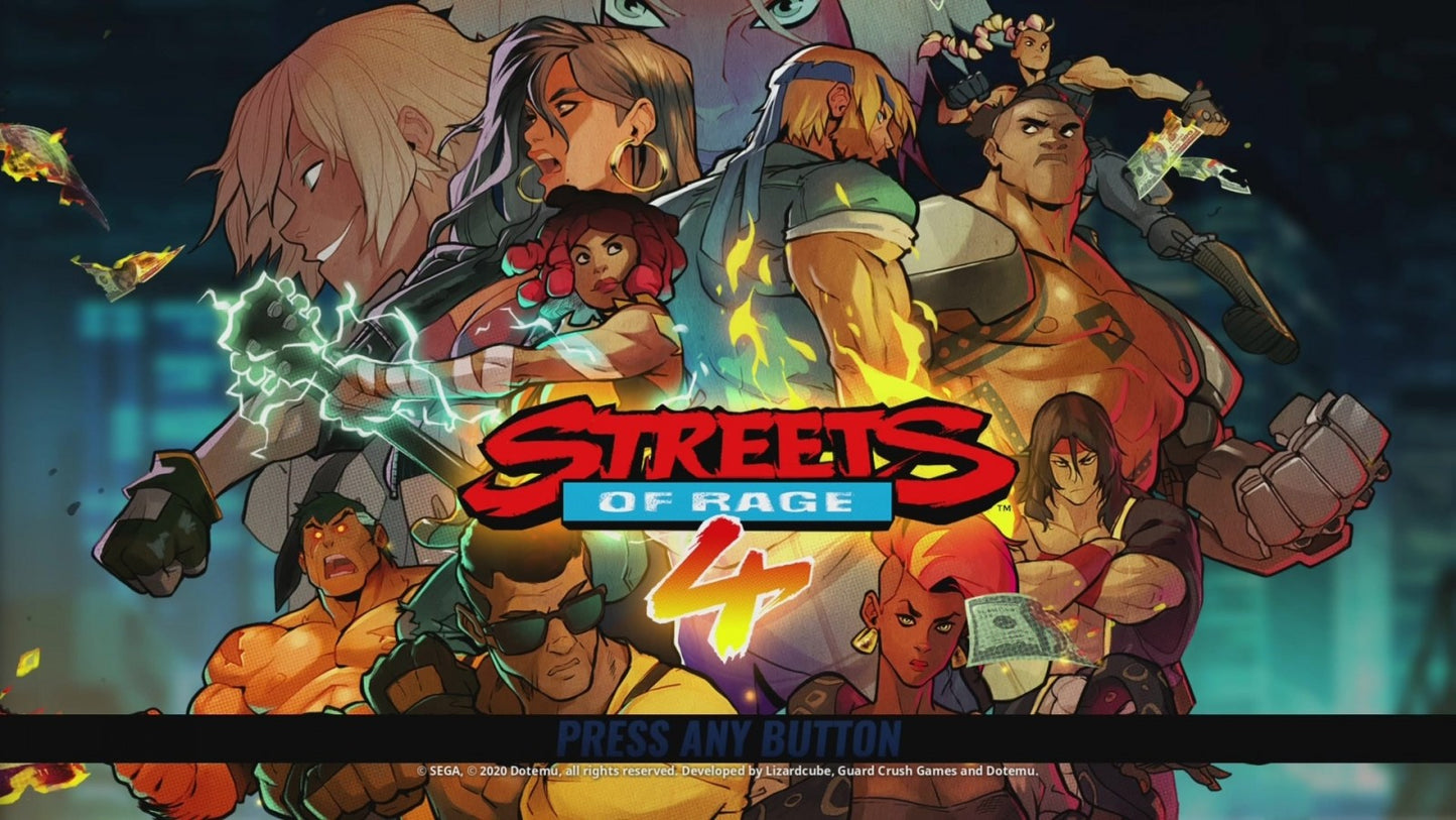 Streets of Rage 4 home screen for Nintendo Switch NS fighting video game  