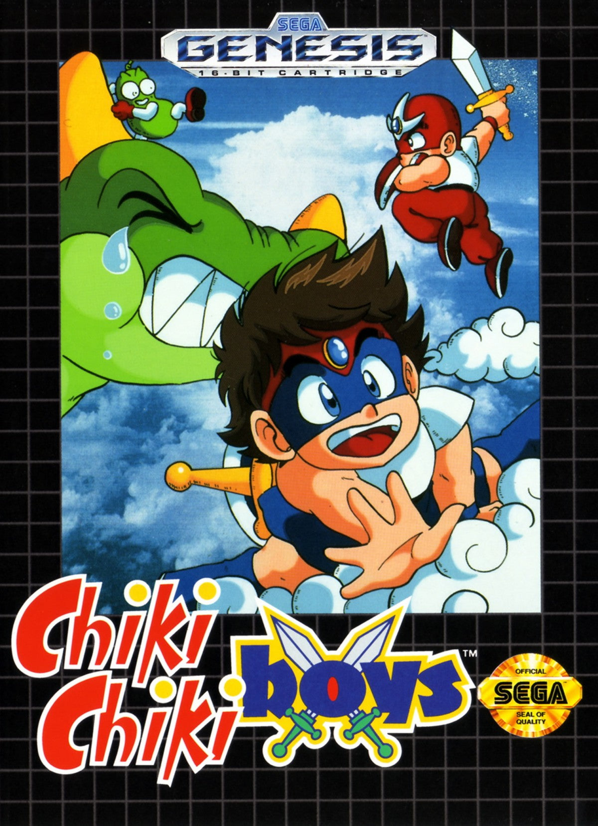 Chiki Chiki Boys Sega Genesis GEN for retro video game enthusiasts featuring side scrolling action platforming gameplay fantasy adventure cooperative multiplayer colorful levels magical abilities challenging enemies classic arcade action and collectible gaming appeal front cover
