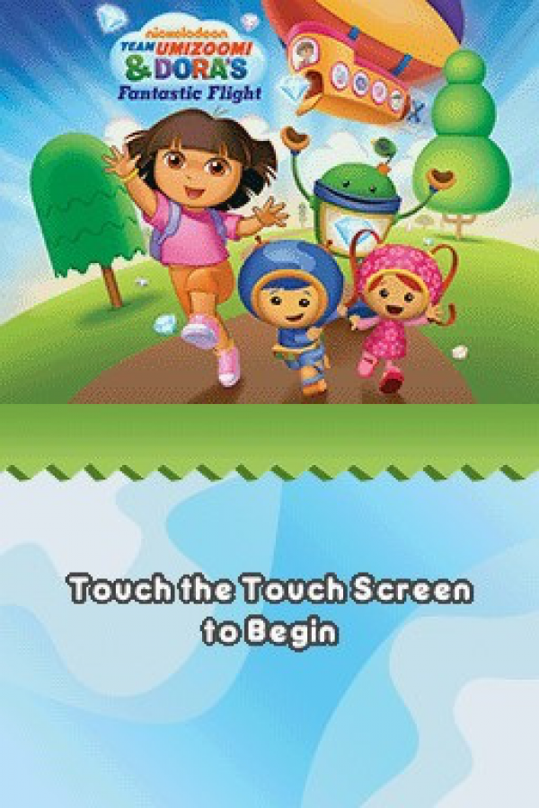 Team Umizoomi & Dora's: Fantastic Flight start screen for Nintendo DS (DS) educational adventure video game