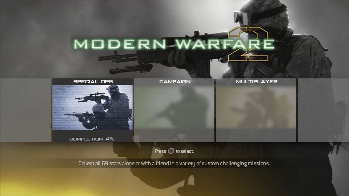 Call of Duty Modern Warfare 2 retro PlayStation 3 video game Call of Duty military first person shooter online multiplayer tactical combat cinematic campaign console title PlayStation 3 release title screen