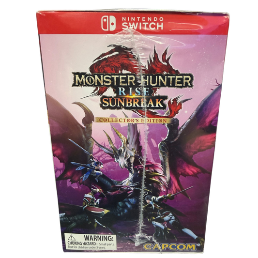 Monster Hunter Rise Sunbreak Collector's Edition Nintendo Switch NS factory sealed video game bundle featuring intense monster hunting action expansive fantasy environments challenging hunts weapon and armor customization cooperative multiplayer gameplay exclusive collector's edition contents and included Monster Hunter Amiibo figures collectible Nintendo gaming appeal