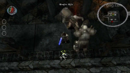 The Bard's Tale PlayStation 2 action RPG video game humorous isometric perspective sarcastic protagonist narrator companion Celtic soundtrack musical numbers dungeon crawling hack and slash monster summoning InXile Entertainment remake of the classic computer RPG series gameplay screenshot