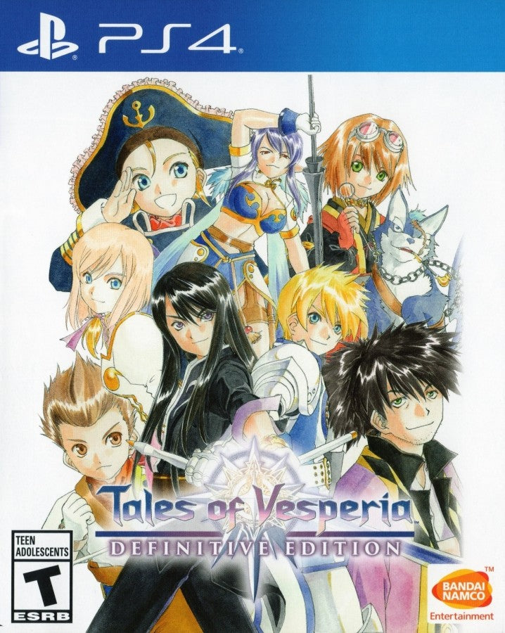 Tales of Vesperia Definitive Edition retro PlayStation 4 video game Tales of Vesperia fantasy JRPG action combat anime style adventure storytelling console title PlayStation 4 release cover art