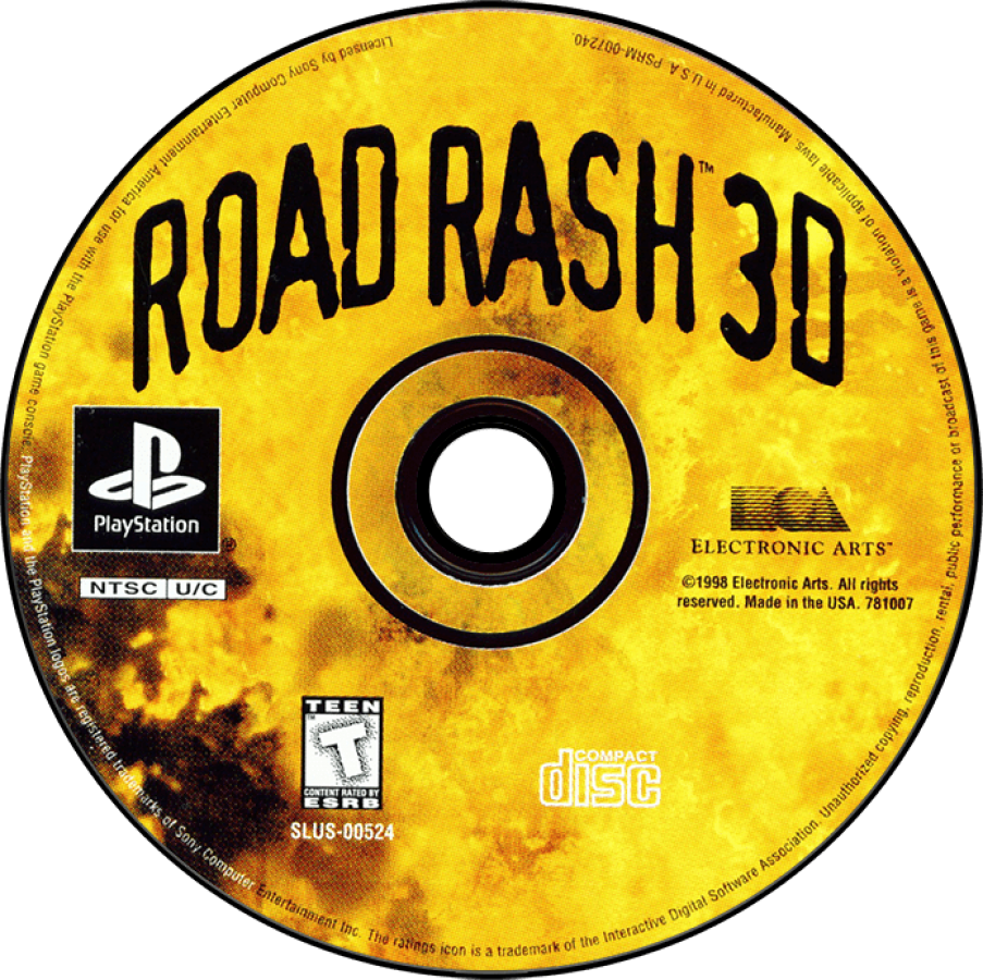 Road Rash 3D PlayStation PS1 for racing action video game fans featuring high speed motorcycle racing road combat aggressive opponents weapon based attacks 3D tracks urban and rural environments bike upgrades intense rival battles arcade style gameplay collectible gaming appeal disc